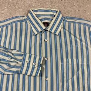 Robert Talbott Estate Shirt Mens XL Bespoke Blue Green Striped Button Down